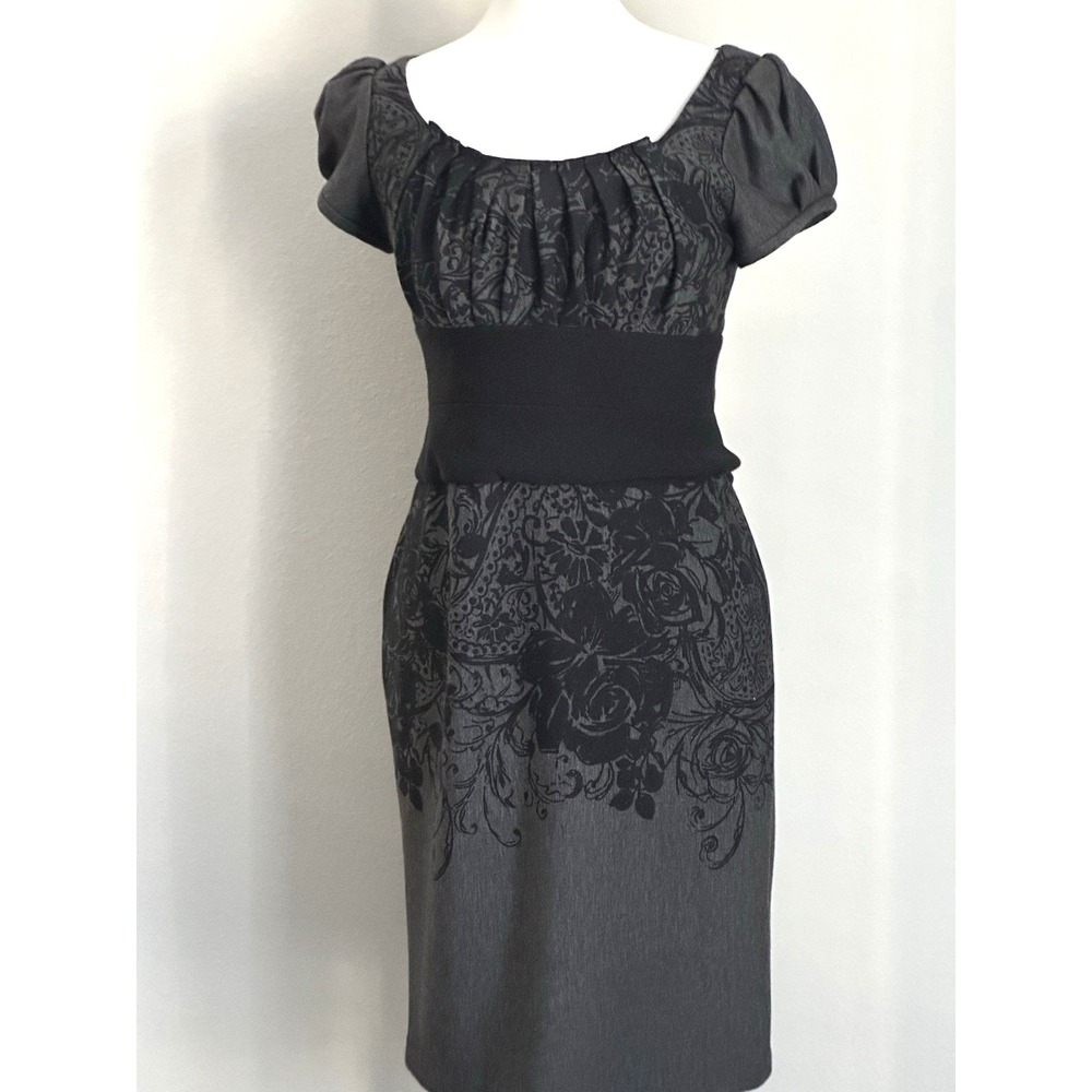 Suzi‎ Chin For Maggie Boutique Gray and Black A-line Dress Babydoll (2P)